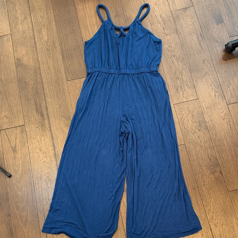 Loft Wide Leg Stylish Blue Jumpsuit Medium C1-074 - Picture 5 of 7